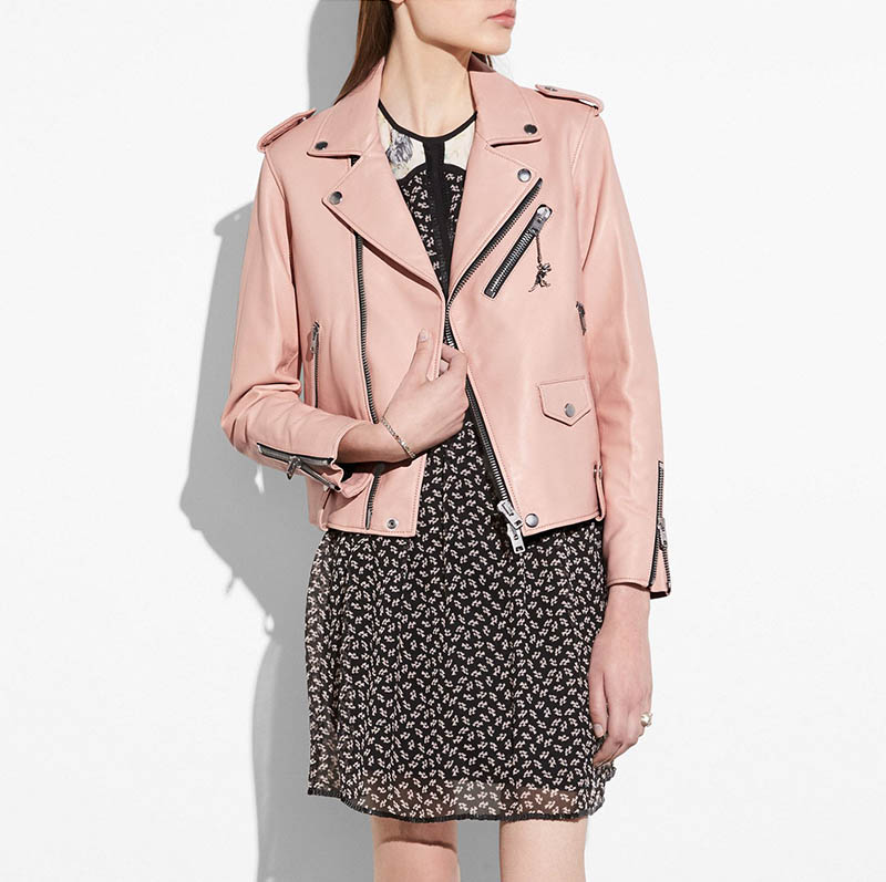 Coach Moto Jacket in Powder Pink $625 (previously $1250)