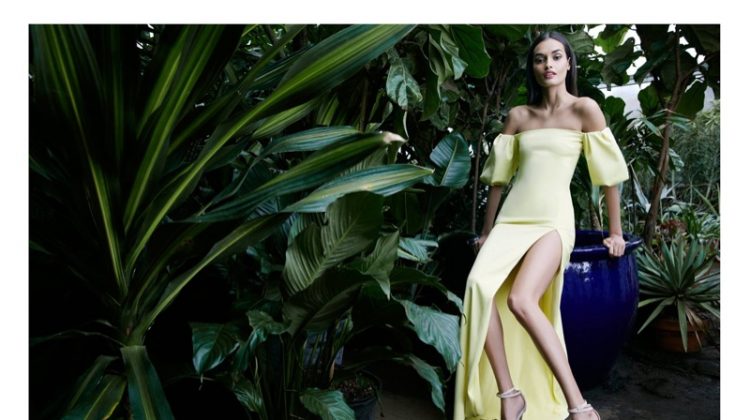 Model Gizele Oliveira wears yellow dress for Cushnie et Ochs' spring-summer 2018 campaign
