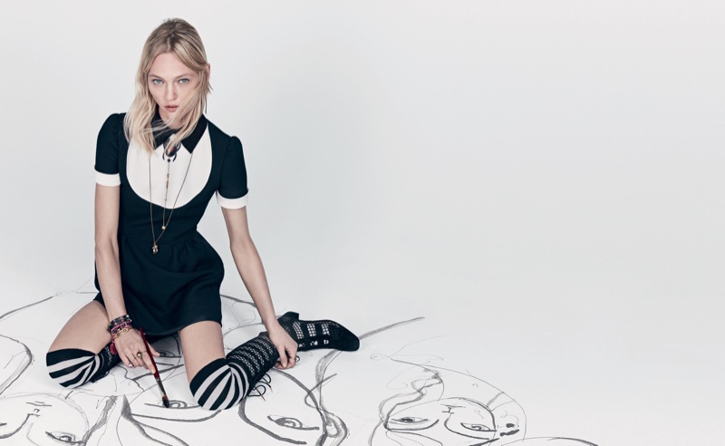 Sasha Pivovarova shows off her artwork for Dior's spring-summer 2018 campaign