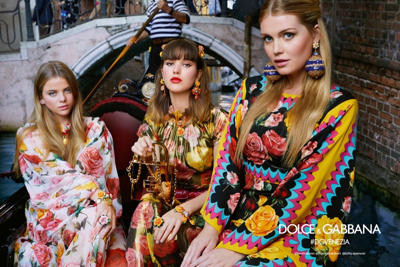 Bea Fresson, Frankie Herbert and Kitty Spencer star in Dolce & Gabbana’s spring-summer 2018 campaign