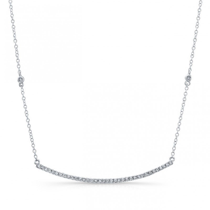 GNAT White Gold and White Diamond Bar Necklace