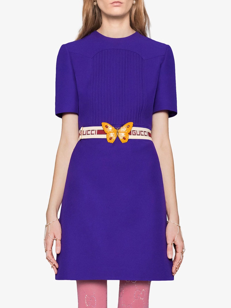 Gucci Wool Silk Pintuck Dress with Belt $3,400