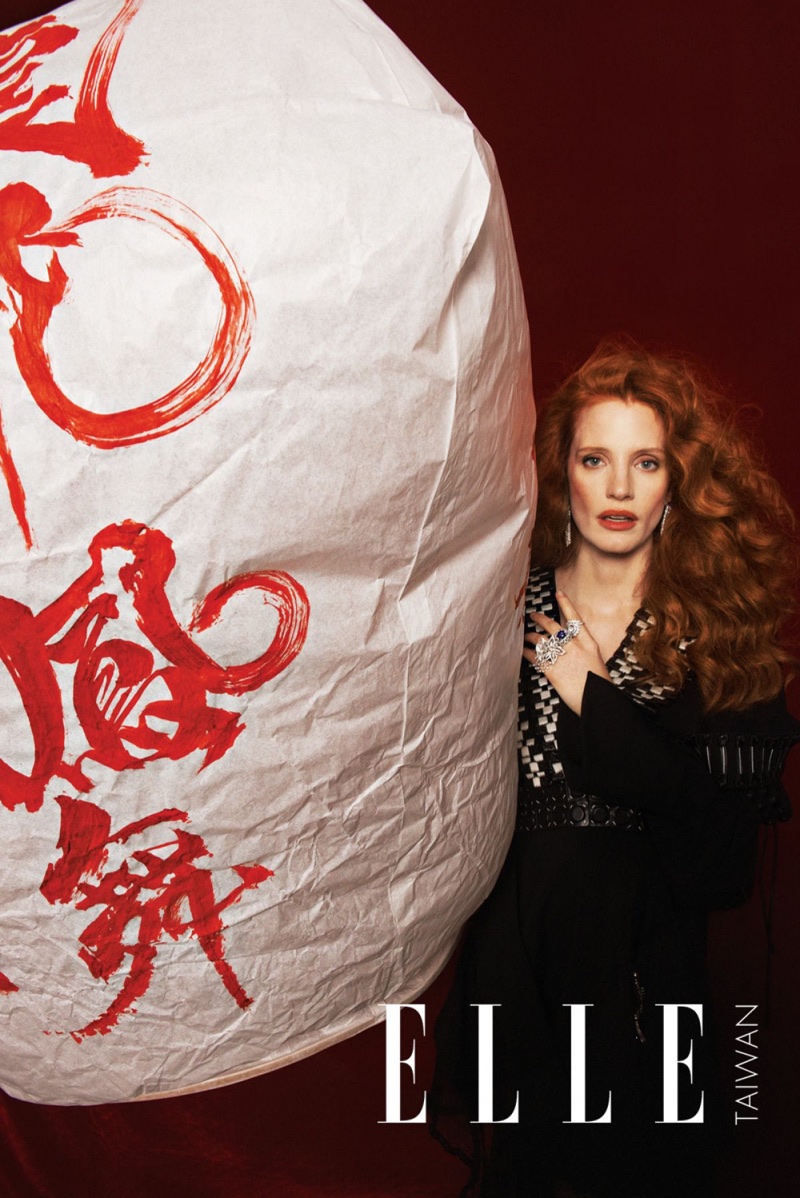 Striking a pose, Jessica Chastain wears Louis Vuitton