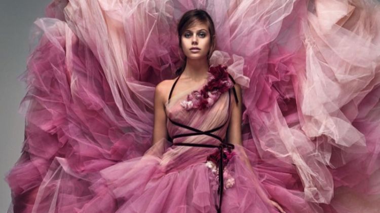 Jessica Clarke Poses in Gorgeous Spring Gowns for Tatler UK