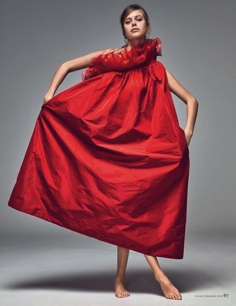 Jessica Clarke Poses in Gorgeous Spring Gowns for Tatler UK