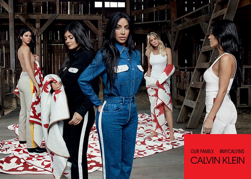 An image from Calvin Klein #MyCalvins advertising campaign starring the Kardashian and Jenner sisters