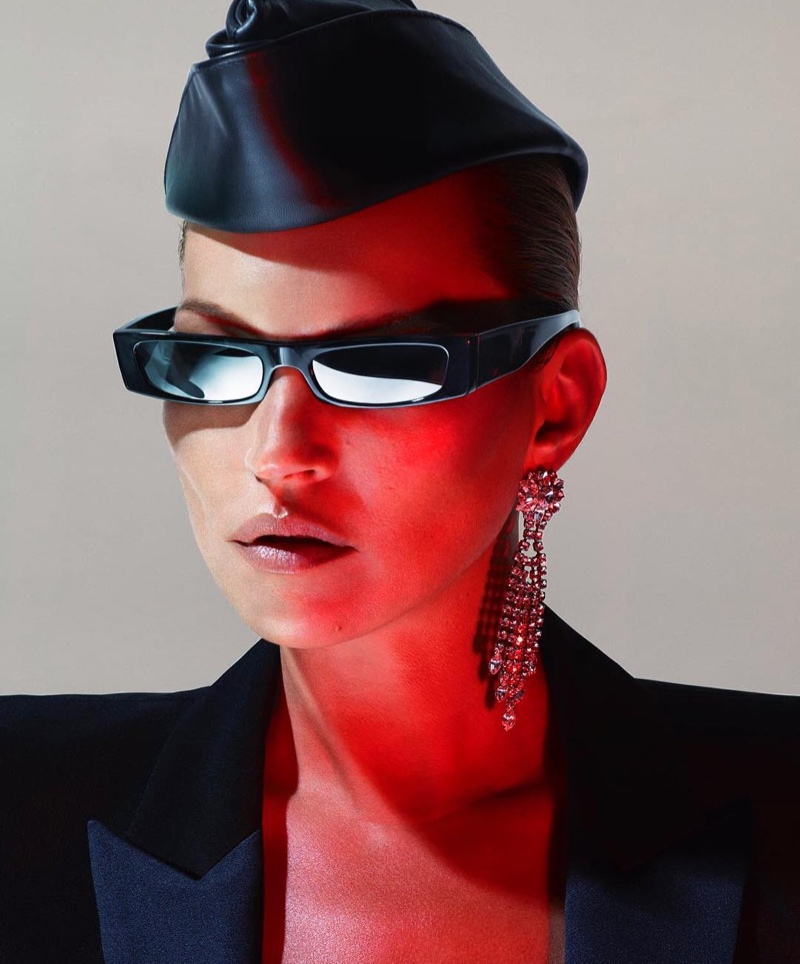 Supermodel Kate Moss poses in Alain Mikli x Alexandre Vauthier sunglasses campaign