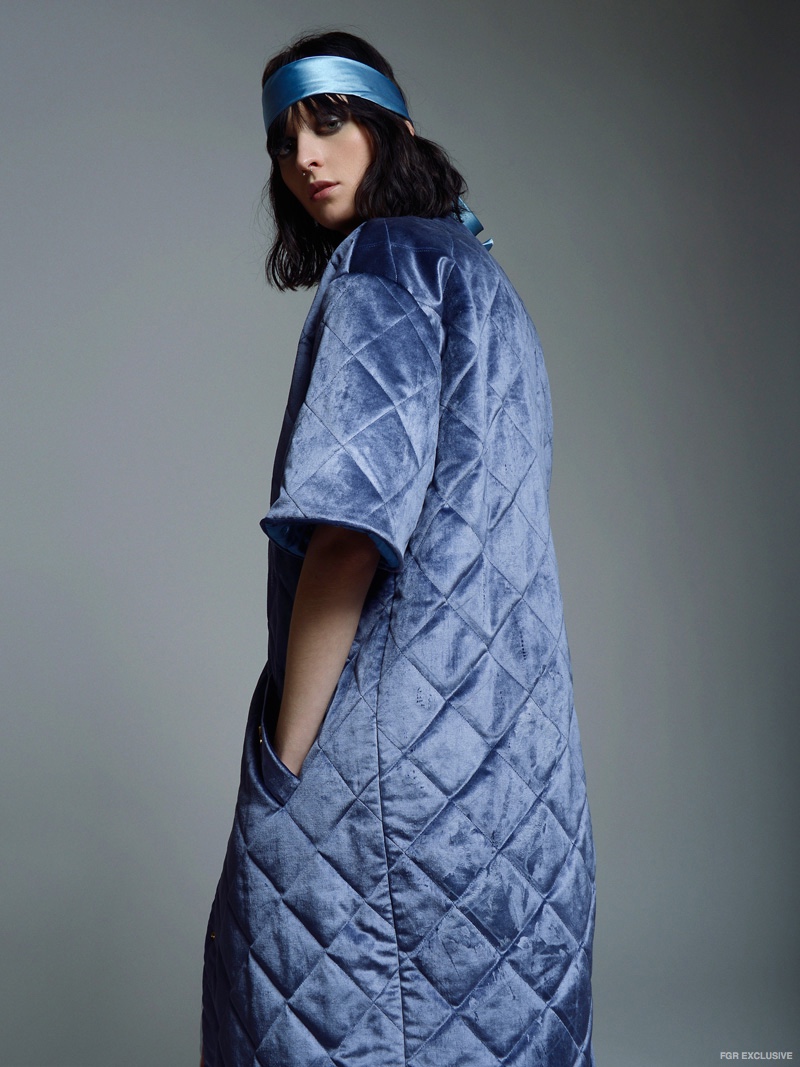 Tatman Blue Velvet Quilted Coat