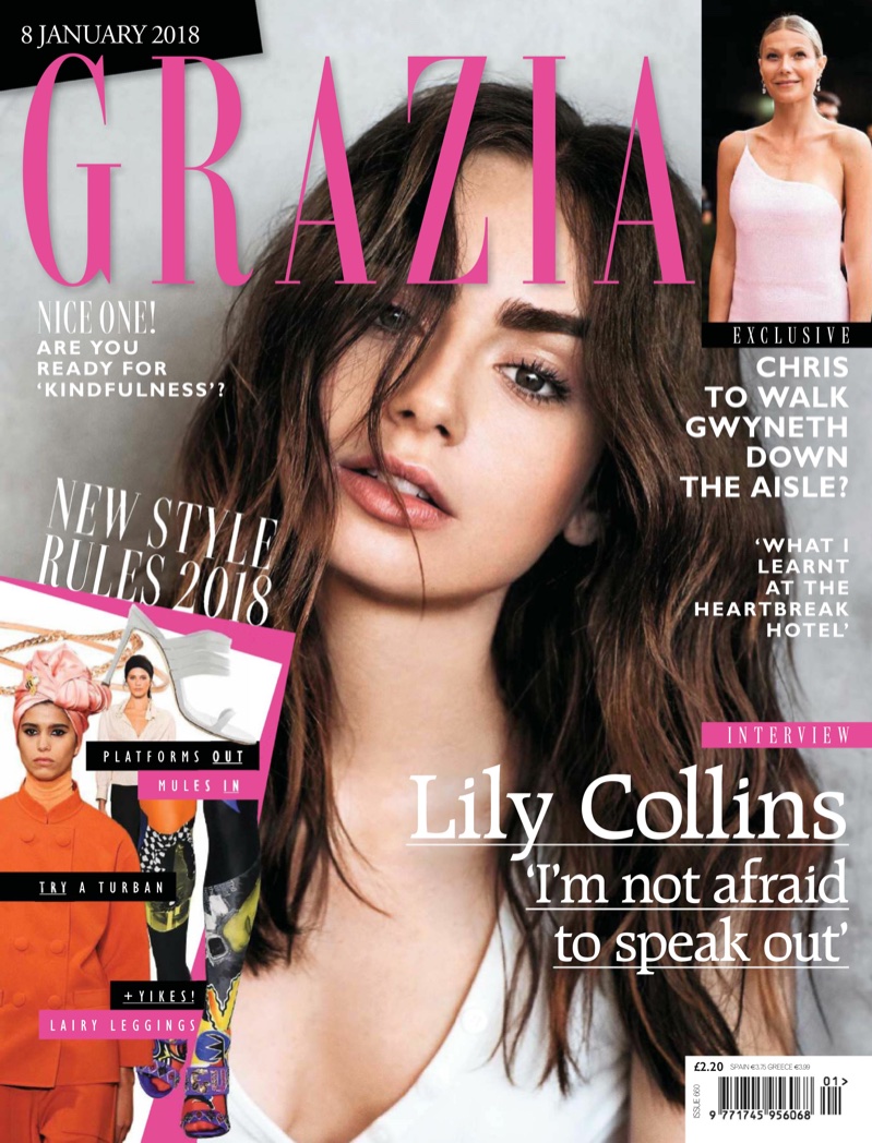 Lily Collins on Grazia UK January 8th, 2018 Cover