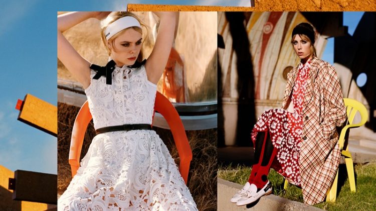 Elle Fanning and Edie Campbell appears in Miu Miu’s spring-summer 2018 campaign