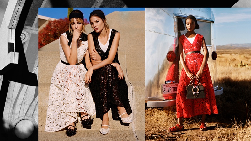 Edie Campbell, Cameron Russell and Olivia Anakwe star in Miu Miu’s spring-summer 2018 campaign