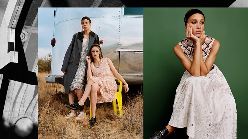Edie Campbell, Rianne van Rompaey and Adwoa Aboah appear in Miu Miu’s spring-summer 2018 campaign