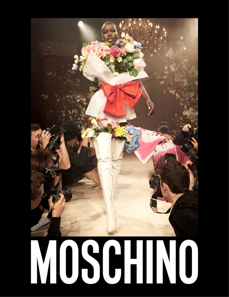 Adut Akech Bior poses in Moschino's spring-summer 2018 campaign