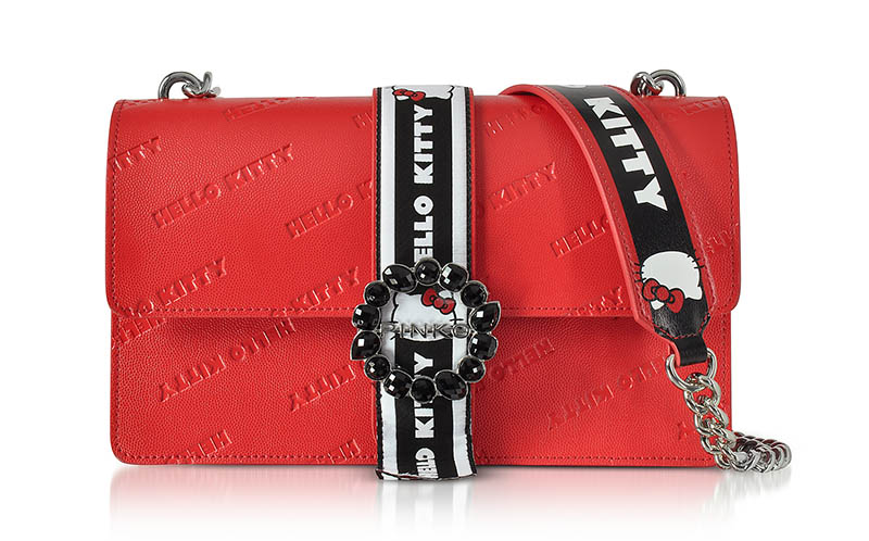 PINKO x Hello Kitty Red Printed Eco Leather Shoulder Bag $448