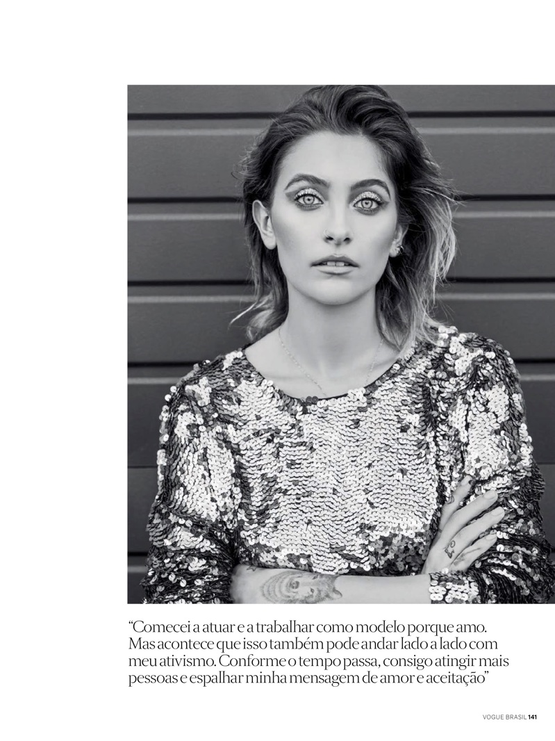 Paris Jackson poses in Joulik sequined top 