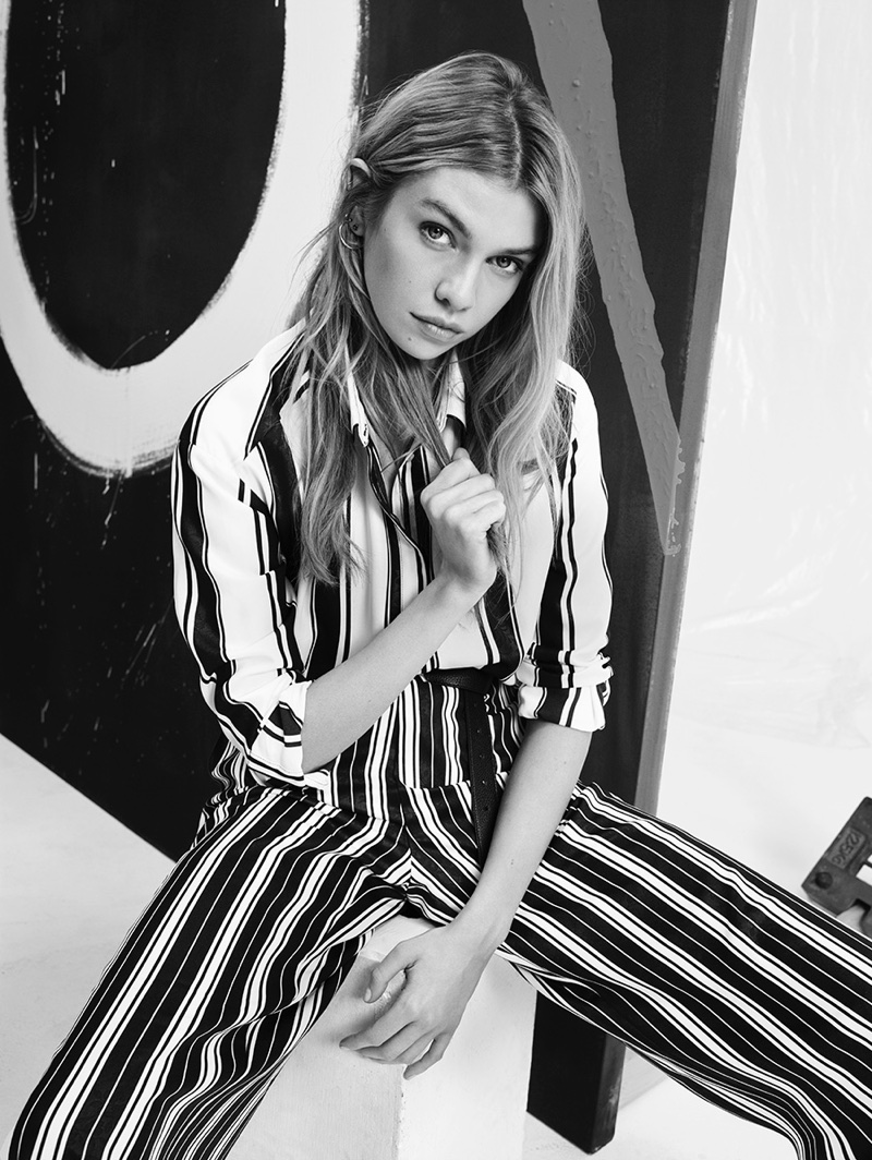 Stella Maxwell embraces stripes for Pepe Jeans' spring-summer 2018 campaign