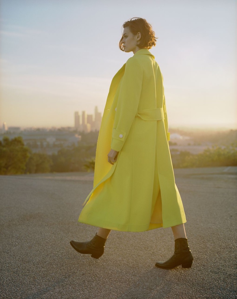 Cara Taylor poses in yellow coat for Topshop's spring-summer 2018 campaign