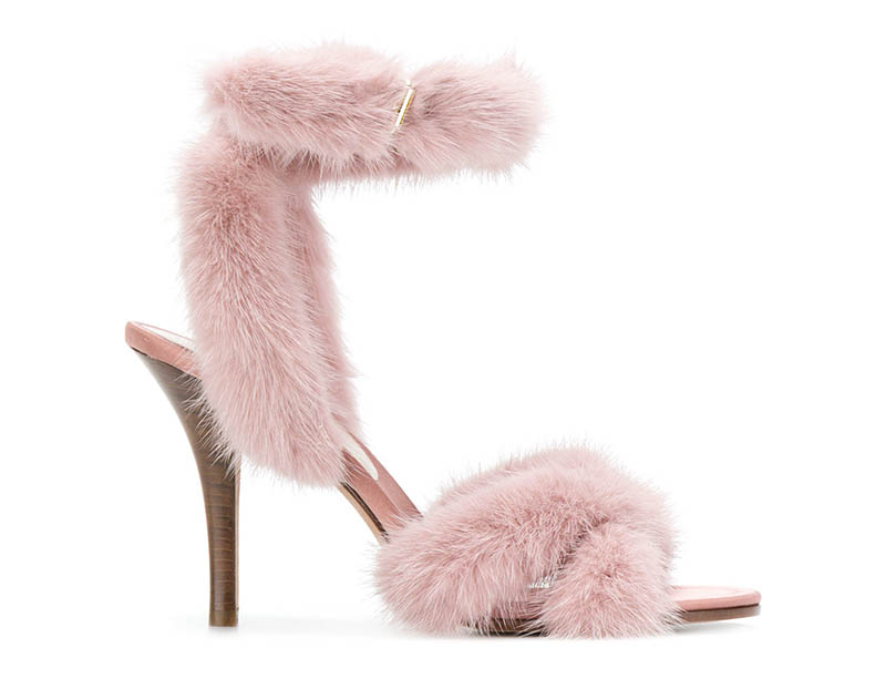 Valentino Pink Fur Ankle Strap Sandals $897 (previously $1,495)