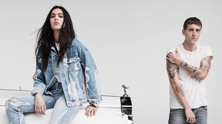 Amelia Gray Hamlin and Nathan Mitchell front Hudson Jeans spring-summer 2018 campaign