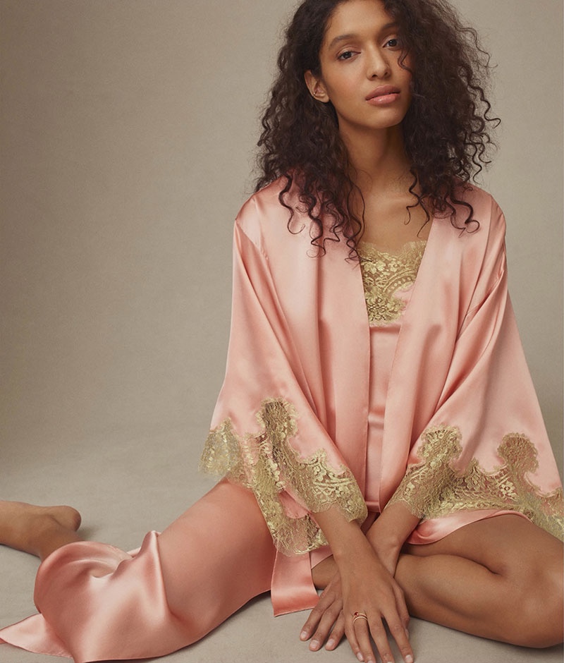 Gilda & Pearl Gina Silk Satin Long Robe, Gina Silk Satin Camisole and Gina Silk Satin Shorts