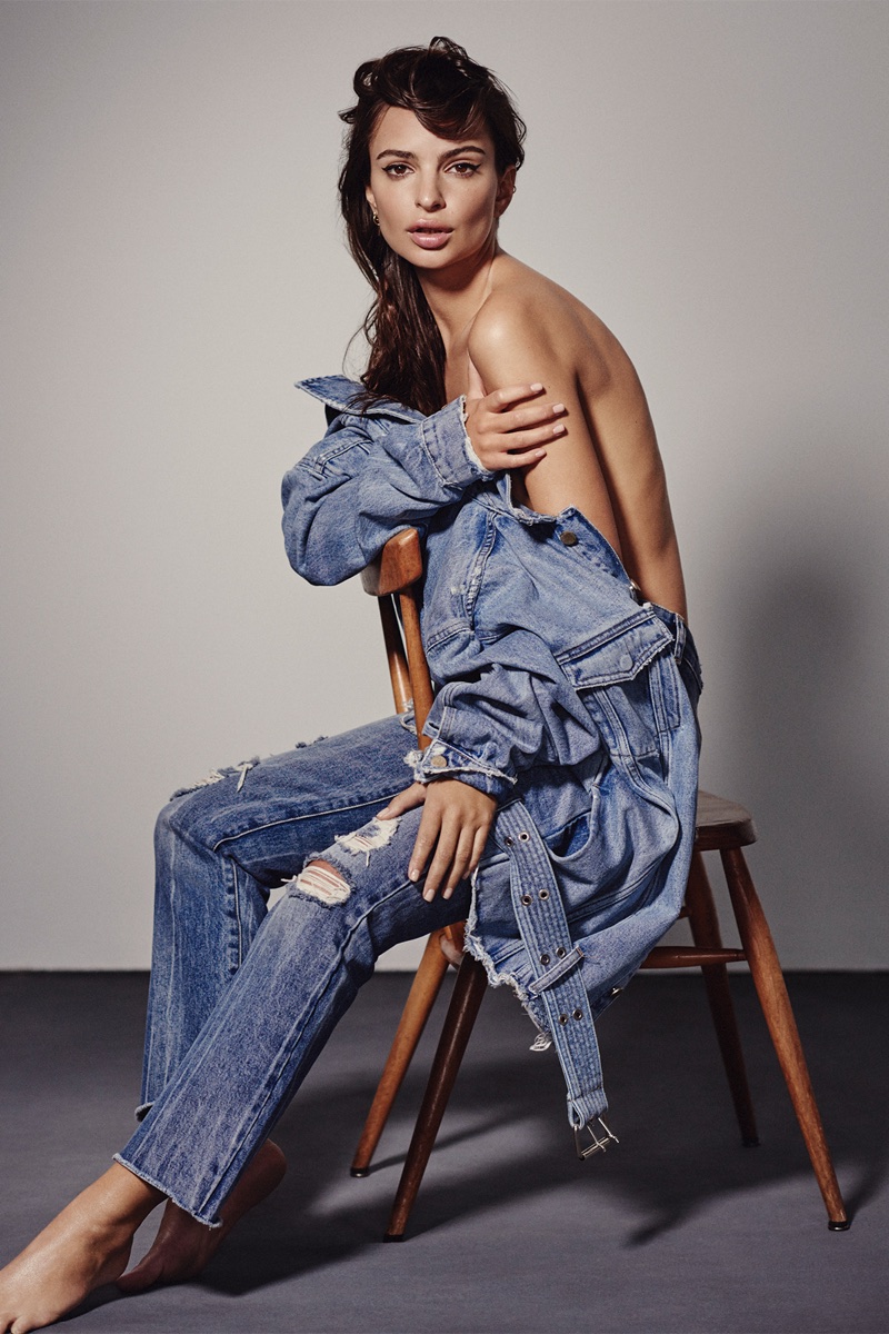 Model Emily Ratajkowski wears denim on denim for spring-summer 2018 campaign