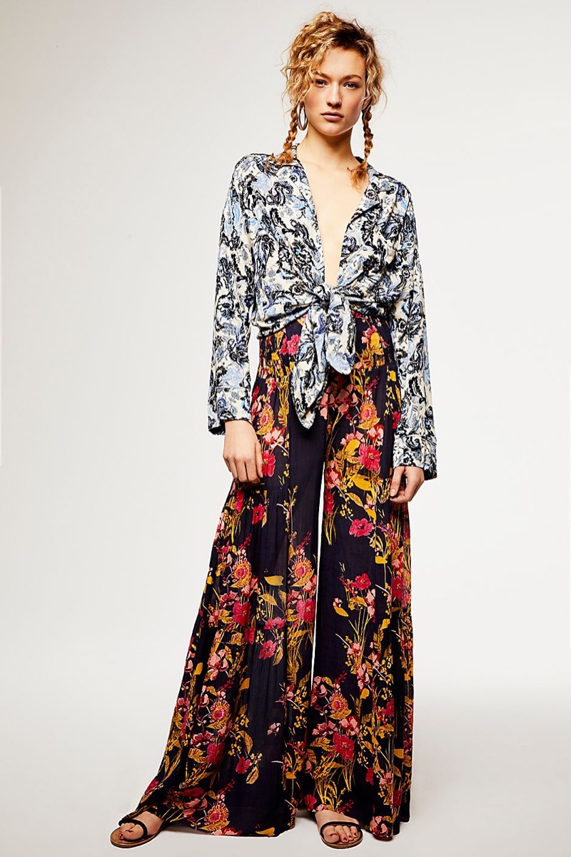 Intimately Free People Late Night Sleep Top and FP One Aloha Printed Wide Leg Pants