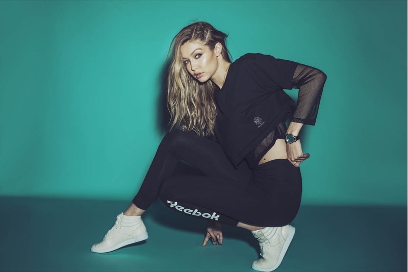 Clad in black, Gigi Hadid appears in Reebok Always Classic spring-summer 2018 campaign