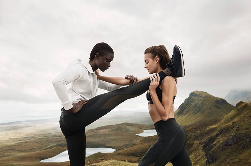 (Left) H&M Conscious Fleece Sports Top and Sports Jumpsuit (Right) H&M Sports Bra with Medium Support an