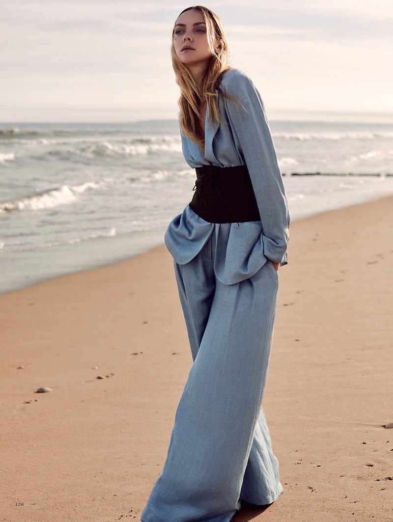 Heather Marks Wears Relaxed Beach Style for Harper's Bazaar Kazakhstan