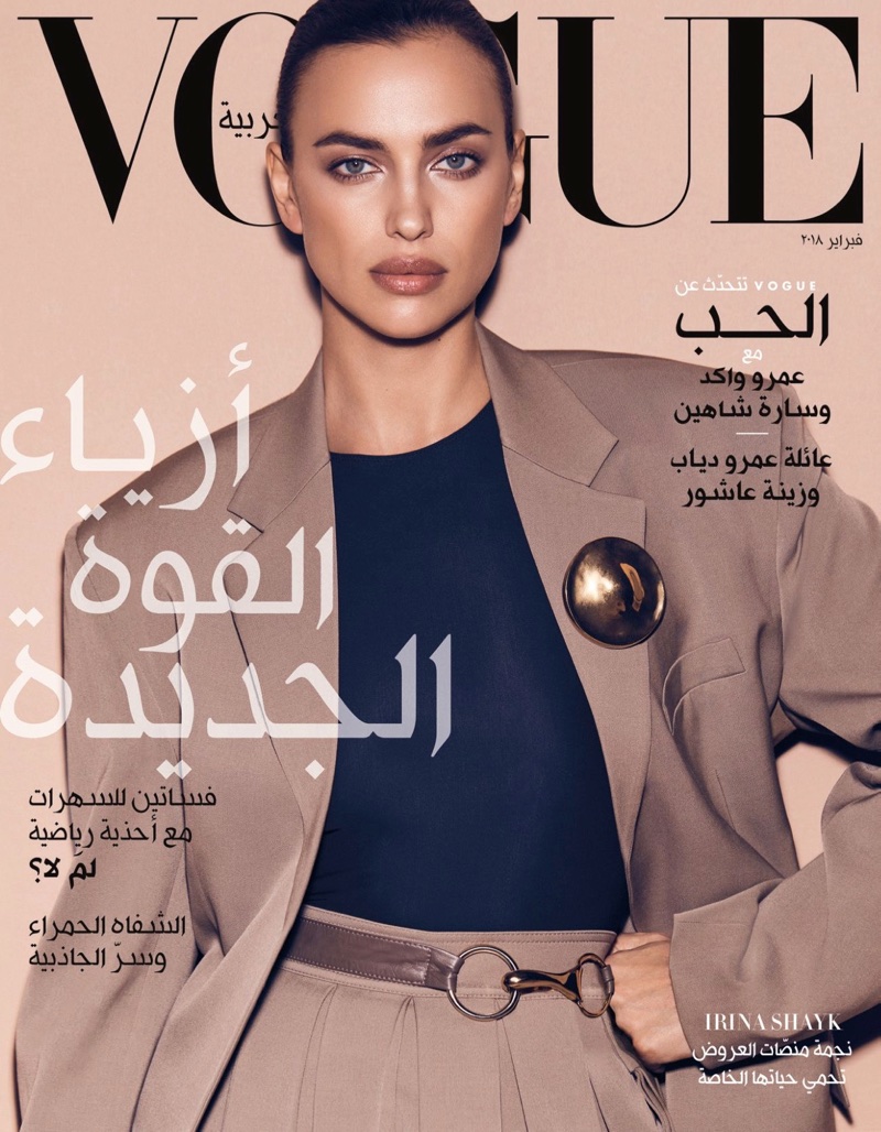 Irina Shayk Models Dark & Ladylike Styles for Vogue Arabia