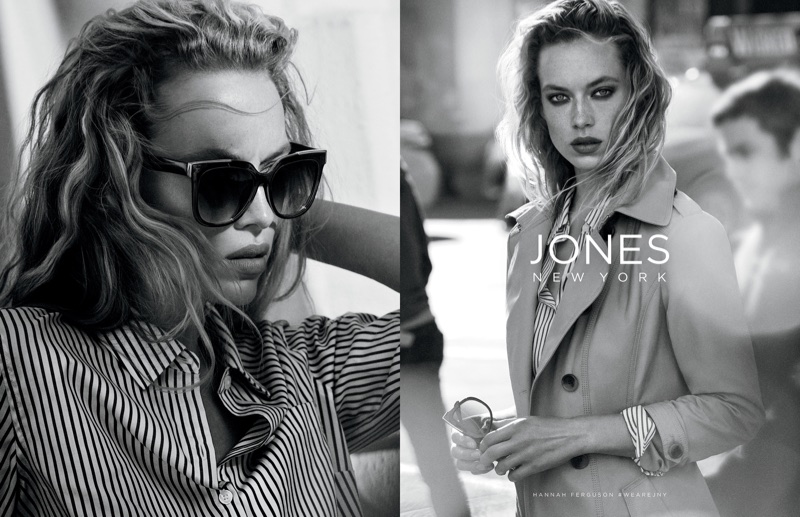 Hannah Ferguson wears sunglasses in Jones New York's spring-summer 2018 campaign