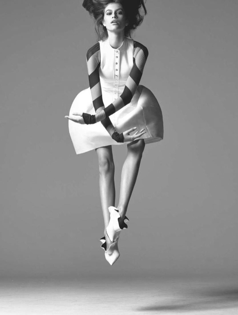 Kaia Gerber Stuns in Black & White Images for Vogue UK