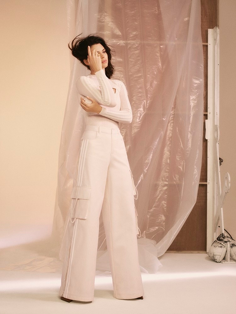 Model Kendall Jenner wears all white ensemble for adidas Originals by Daniëlle Cathari campaign