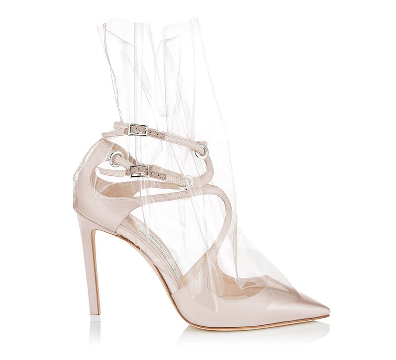 Off-White x Jimmy Choo Claire 100 Pointy Toe Pumps with Ruched TPU $1,195