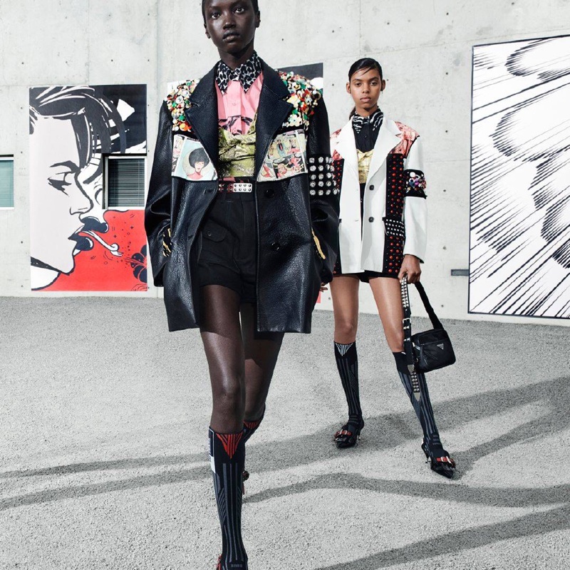 Anok Yai and Alyssa Traoré front Prada 365 Real Life spring-summer 2018 campaign