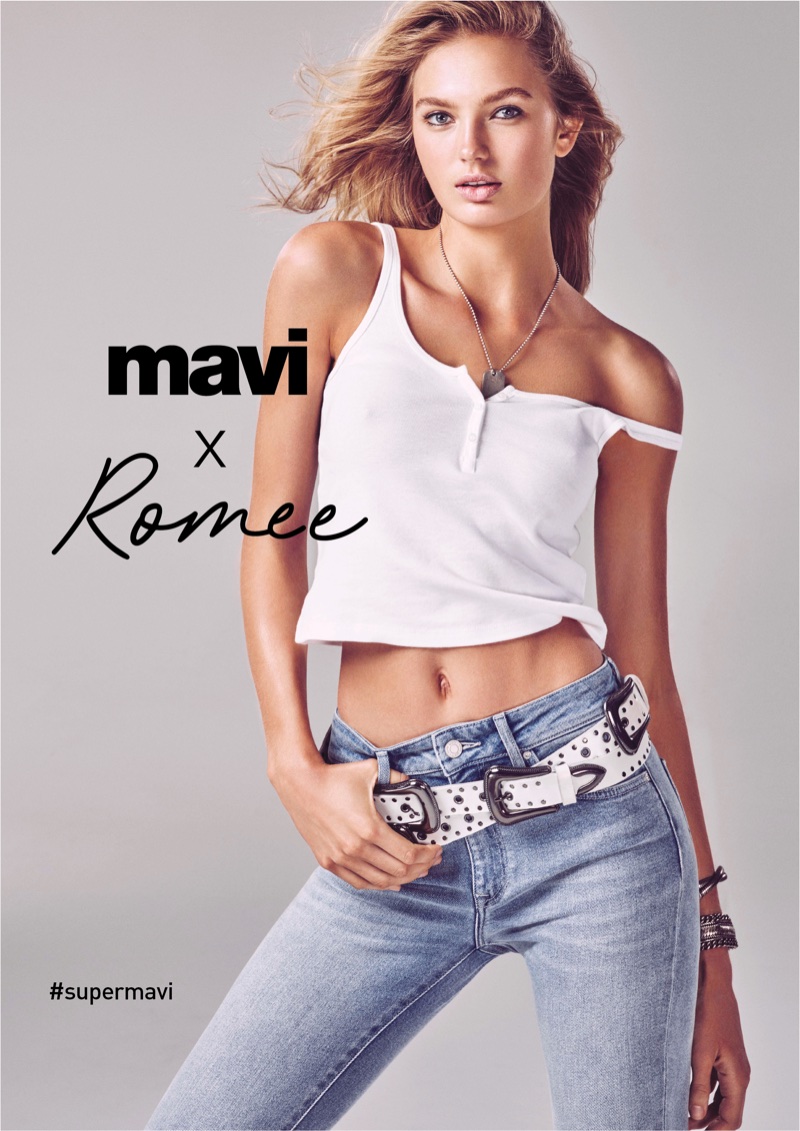 An image from Mavi's spring 2018 advertising campaign with Romee Strijd