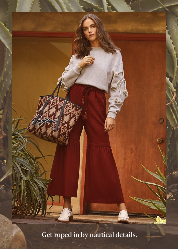 See by Chloe Crafty Rope Sweatshirt, Fluid Denim Rope Pants, Nora Heeled Loafers and Tote Bag