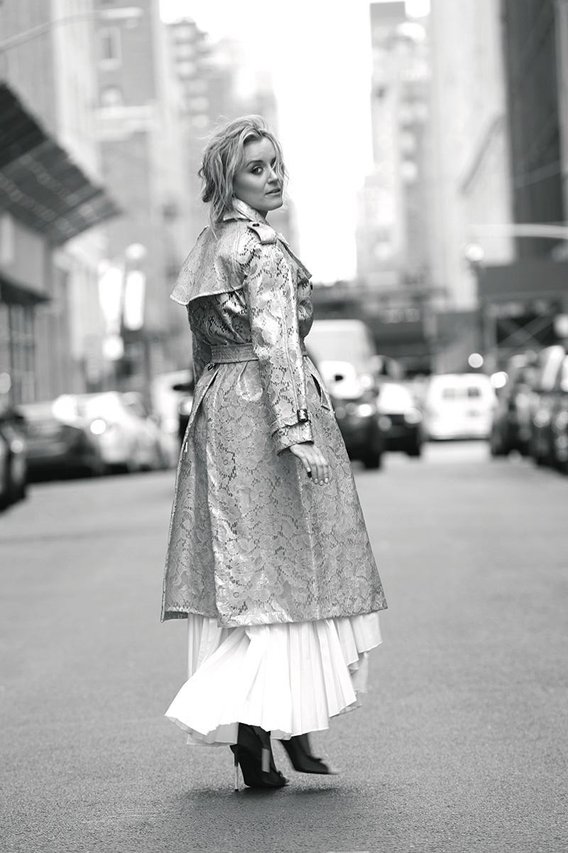 Taylor Schilling poses on the streets of New York City