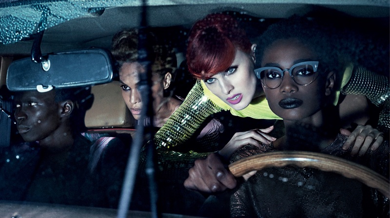 An image from Tom Ford's spring 2018 advertising campaign with Fernando Cabral, Joan Smalls, Karen Elson and Imari Karanja