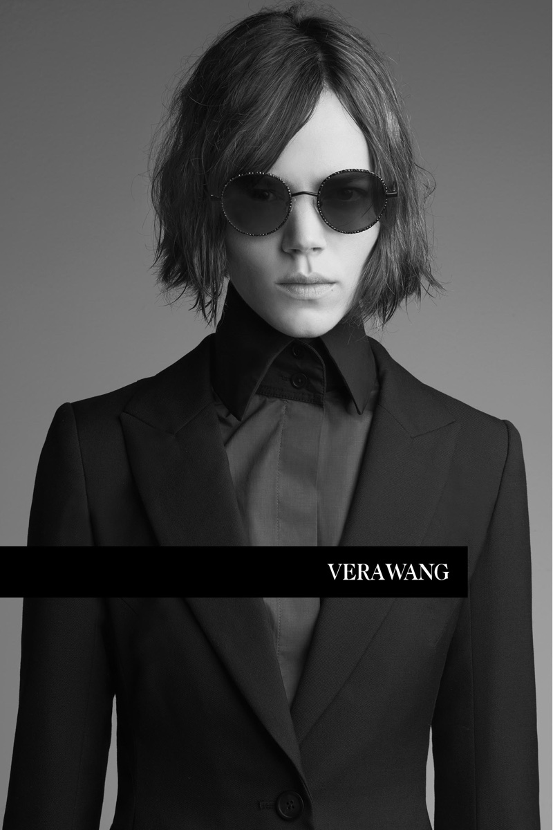 Wearing sunglasses, Freja Beha Erichsen appears in Vera Wang's spring-summer 2018 campaign