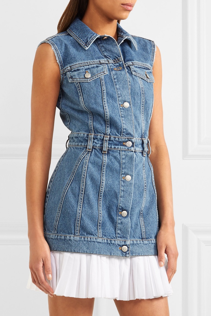 Alexander McQueen Cotton Poplin-Trimmed Denim Mini Dress $1,995