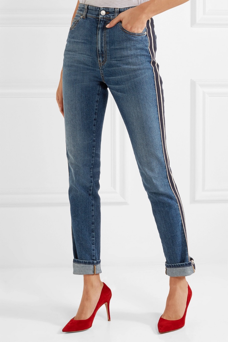 Alexander McQueen Striped High-Rise Skinny Jeans $745