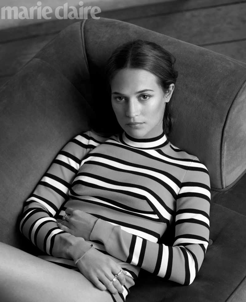 Alicia Vikander poses in Marc Jacobs bodysuit