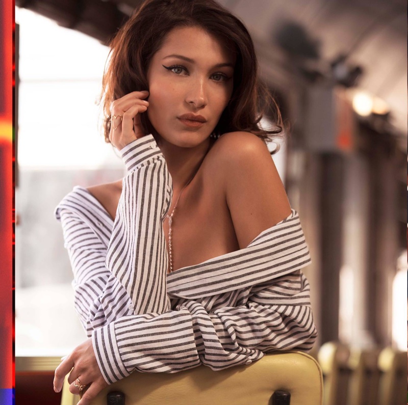 Model Bella Hadid wears striped top in Penshoppe's spring-summer 2018 campaign