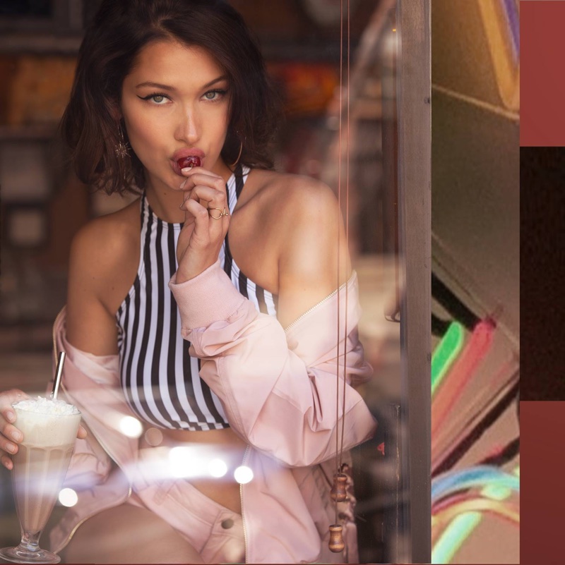 Bella Hadid poses with a milkshake in Penshoppe's spring-summer 2018 campaign