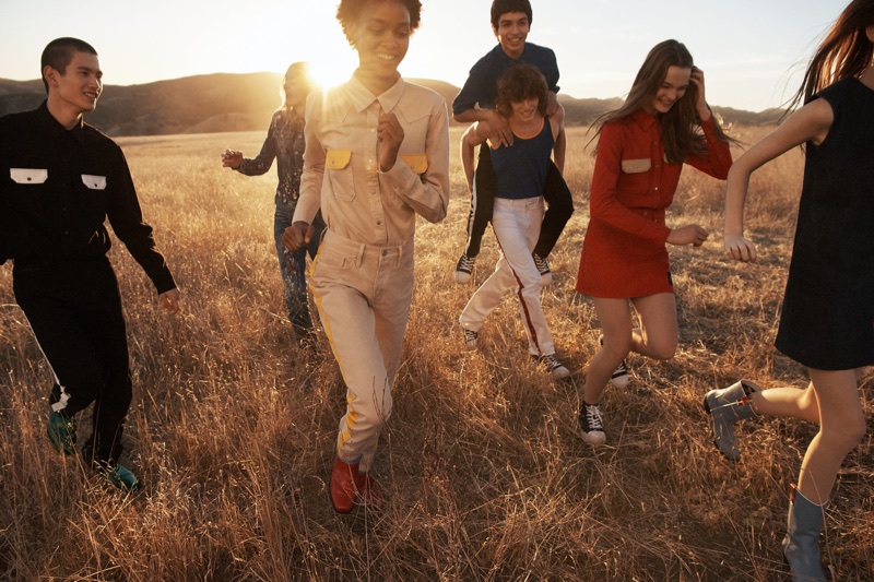 Models run in fields for Calvin Klein Jeans spring-summer 2018 campaign