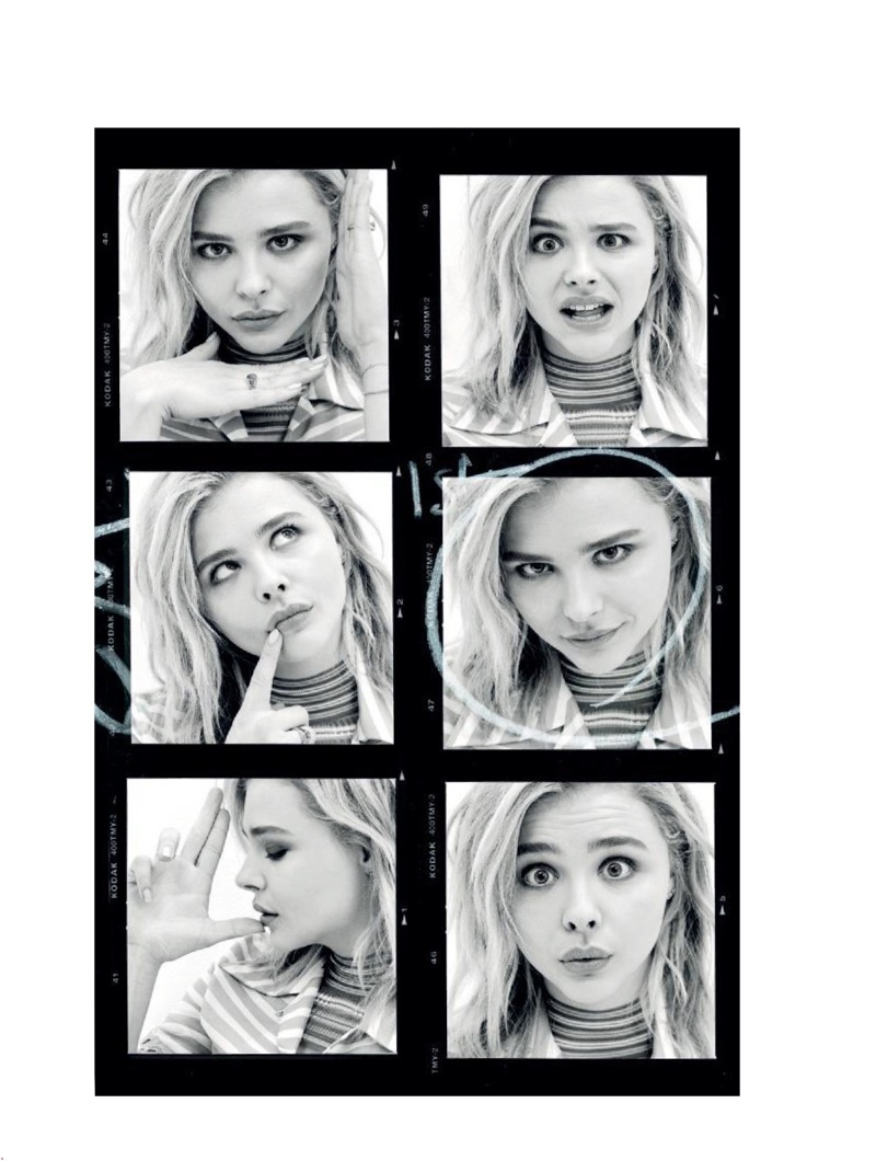 Showing off many faces, Chloe Grace Moretz poses in these black and white images