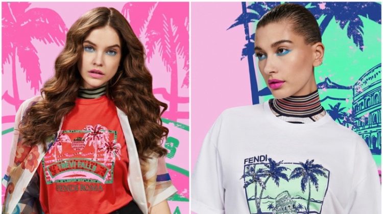 Barbara Palvin & Hailey Baldwin Model Fendi’s Tropical Tees