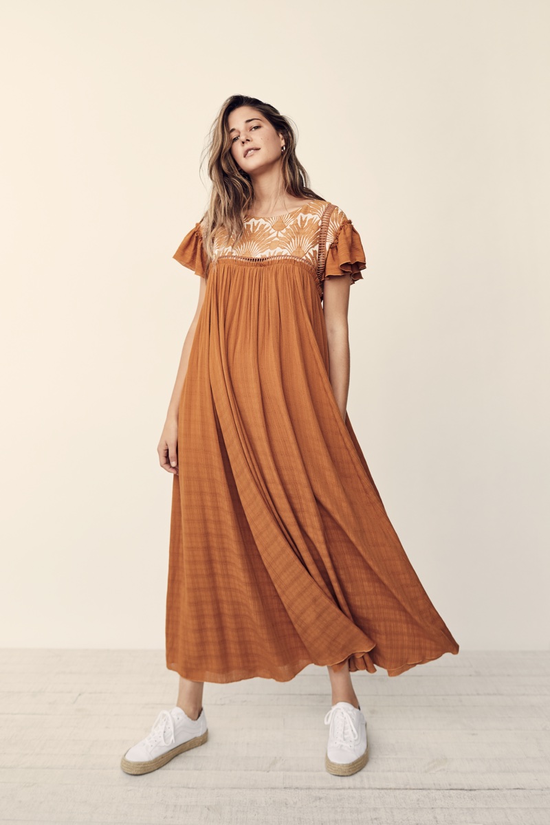 Ally Walsh models Free People Fez Market Midi Dress