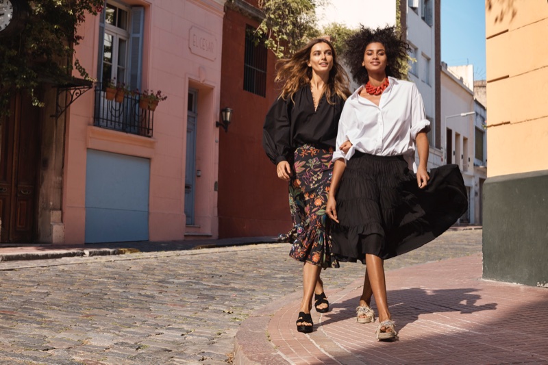 Andreea Diaconu and Imaan Hammam appear in H&M's spring 2018 campaign